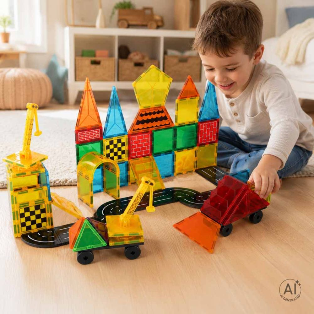 Magnetinis konstruktorius 3D kaladėlės, 90 el.