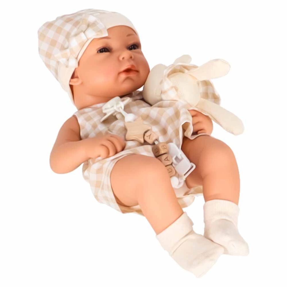 Lėlė kūdikis su nešiokle ir priedais, 38 cm