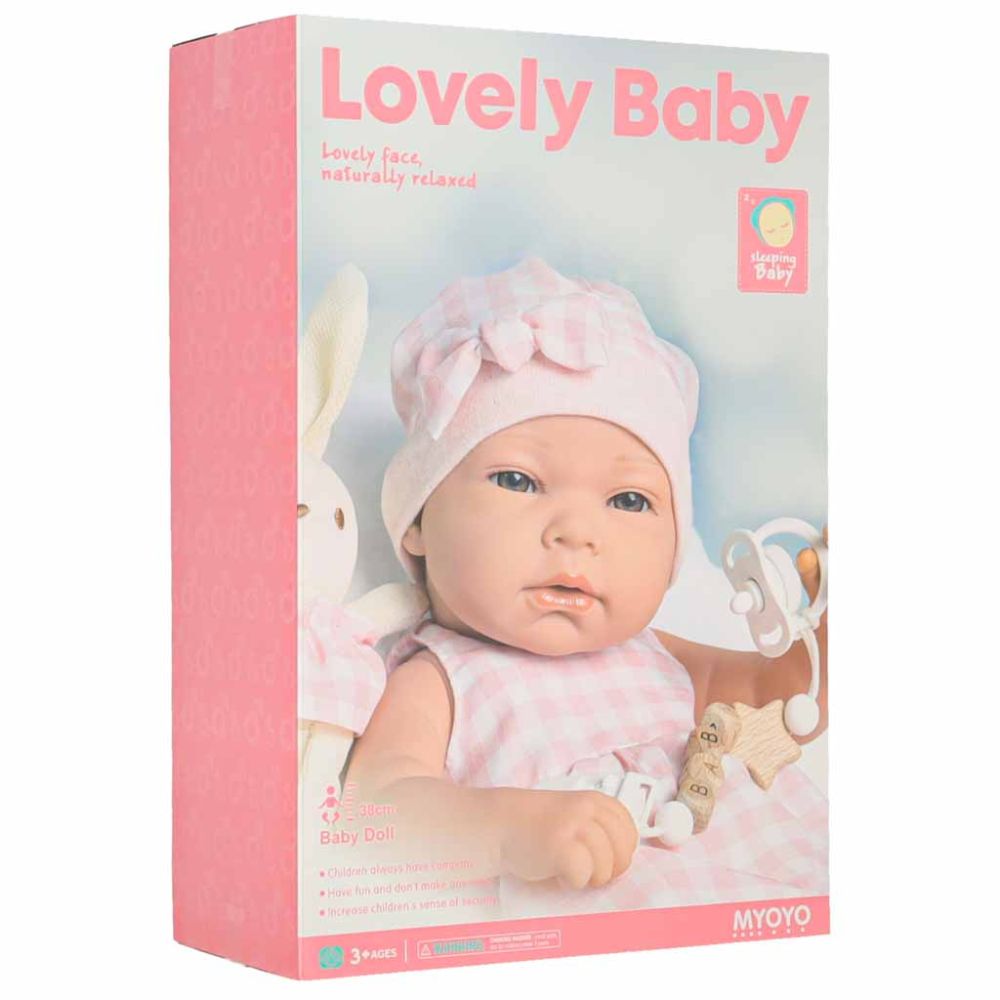 Lėlė kūdikis su nešiokle ir priedais, 38 cm, balta/rožinė sp.