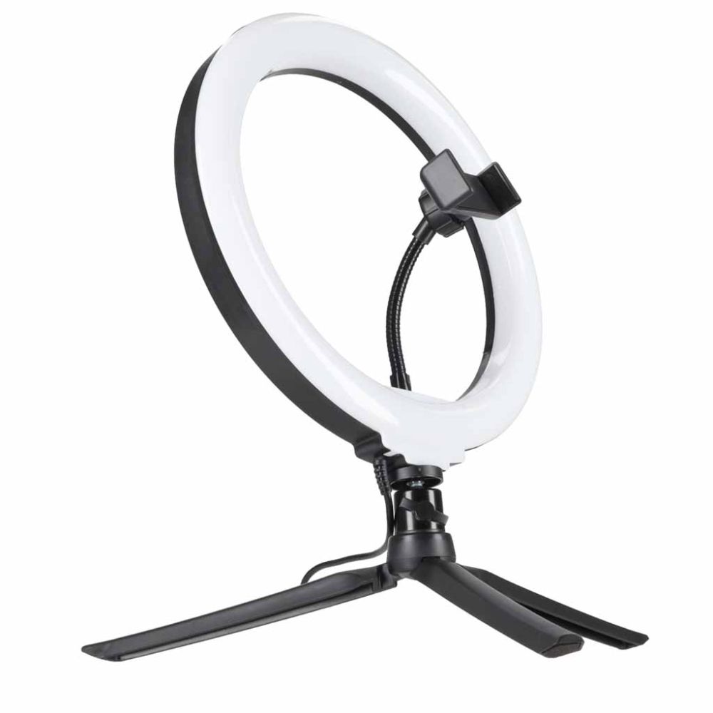 Žiedinė LED RGB lempa su reguliuojama baltos šviesos temperatūra (2600–6000 K) ir pulteliu