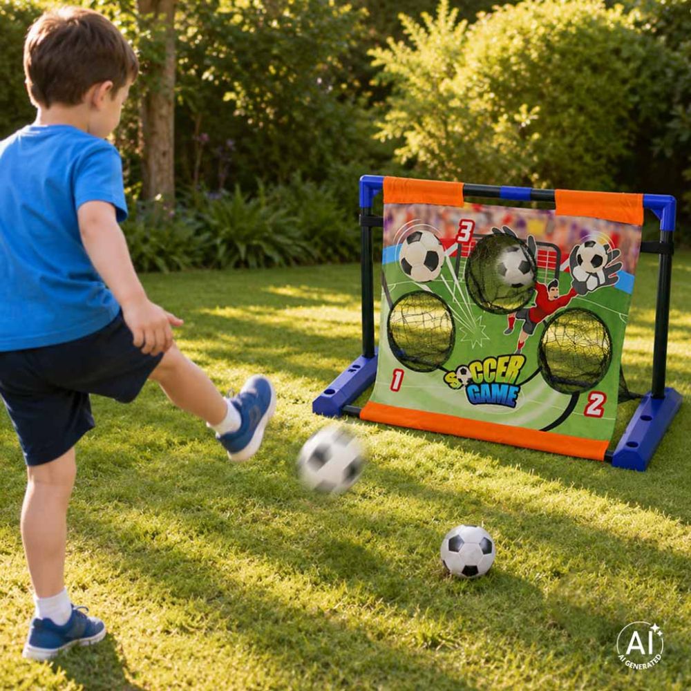 Metimo į taikinį žaidimas su judančiu skydu Futbolas