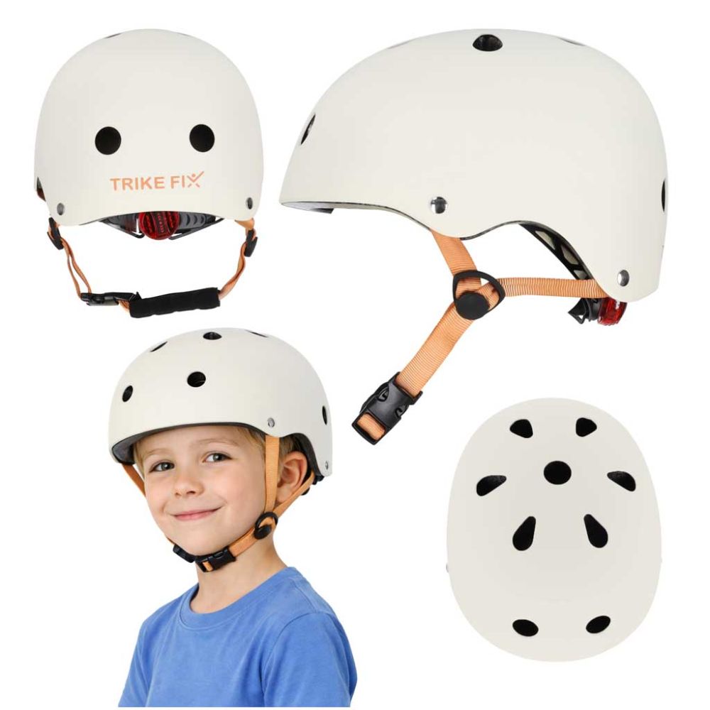 Trike Fix vaikiškas dviratininko šalmas reguliuojamas LED S 48-54cm smėlio spalvos