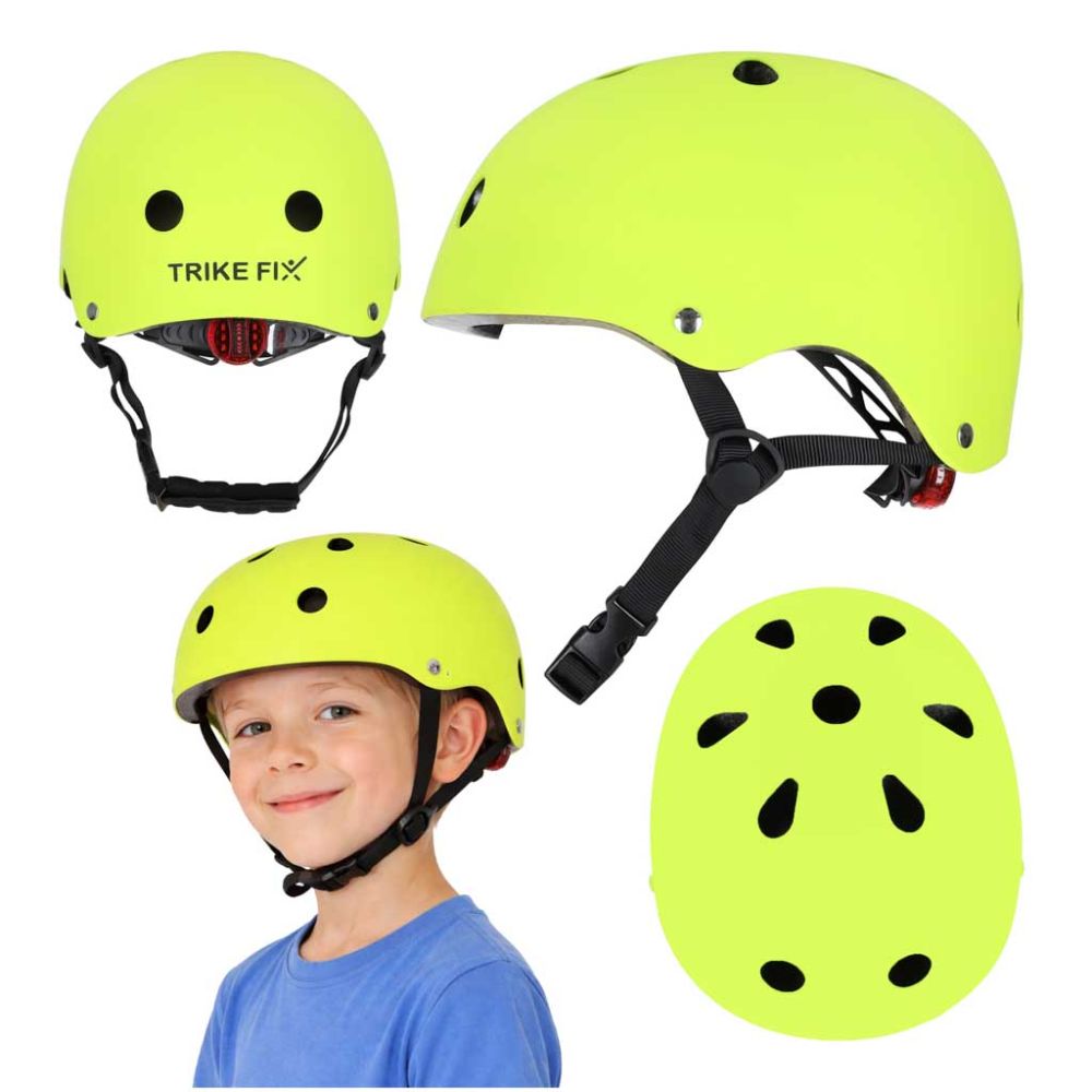 Trike Fix vaikiškas dviratininko šalmas reguliuojamas LED S 48-54cm ryškiai žalias