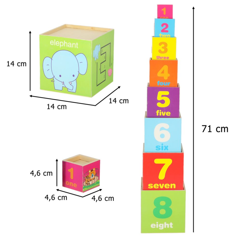 Mokomasis medinis bokštas rūšiuoklis formų mokymasis skaičiuoti 71cm XXL