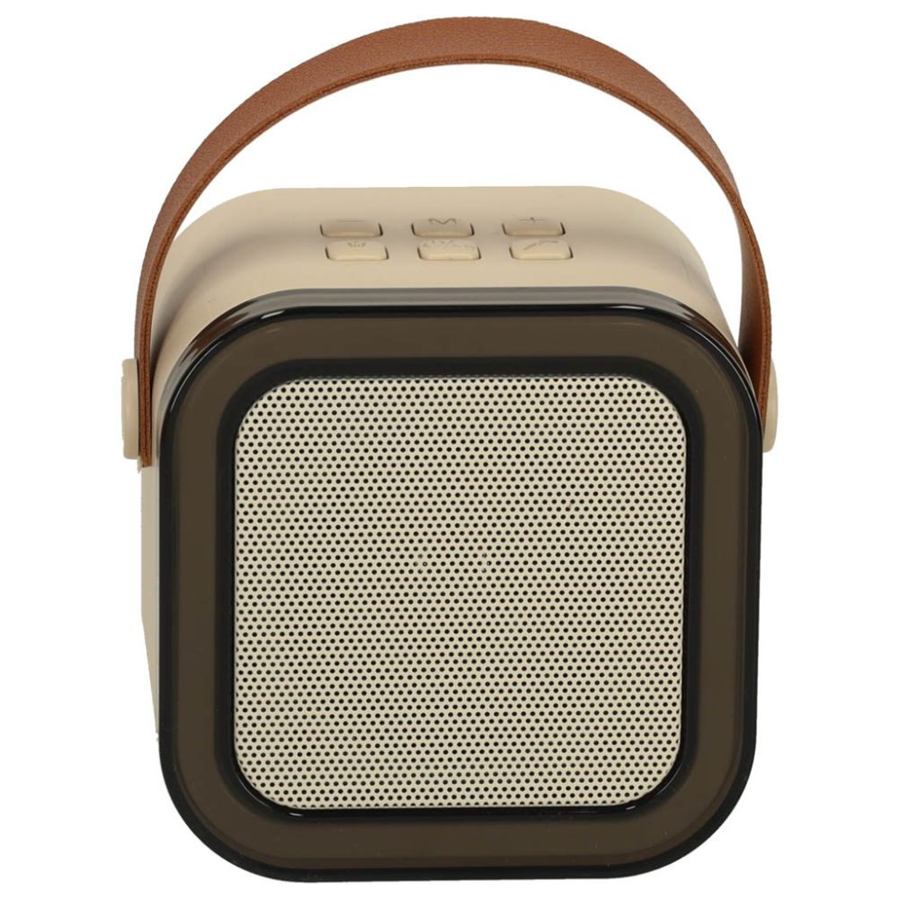 Karaokės rinkinys 2 mikrofonai + nešiojamas garsiakalbis BLUETOOTH USB LED smėlio spalvos