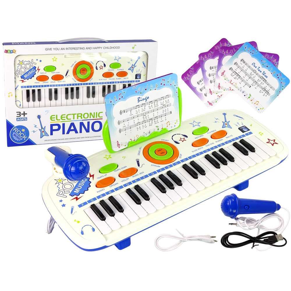 Elektrinė pianino klaviatūra vaikams Blue USB MP3 užrašai-Žaislai, Muzikiniai-e-vaikas