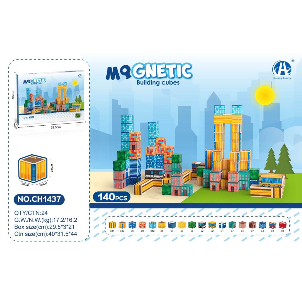 Zestaw Kostek Magnetycznych, Klocki Magnetyczne 140el.