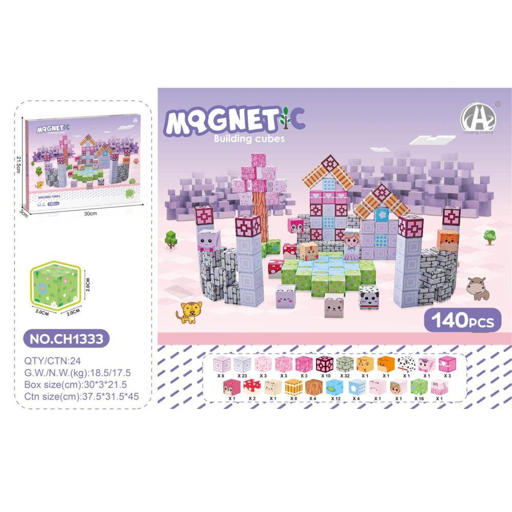 Zestaw Kostek Magnetycznych, Klocki Magnetyczne 140el.