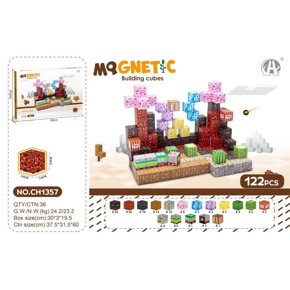 Zestaw Kostek Magnetycznych, Klocki Magnetyczne 122el.