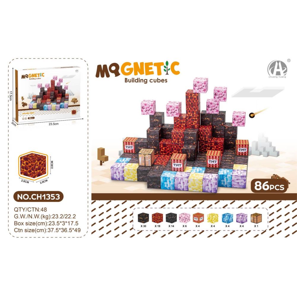 Zestaw Kostek Magnetycznych, Klocki Magnetyczne 86el.