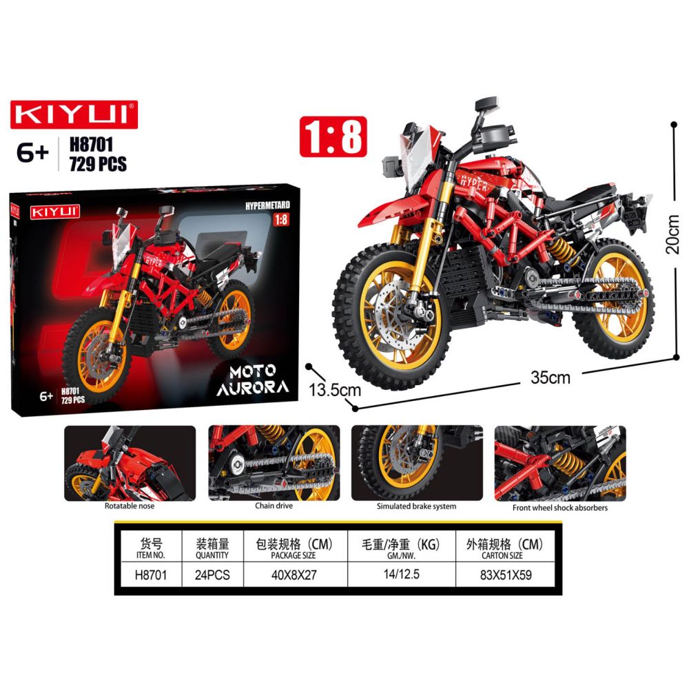 Zestaw Klocków Motocykl Czerwony 730el.