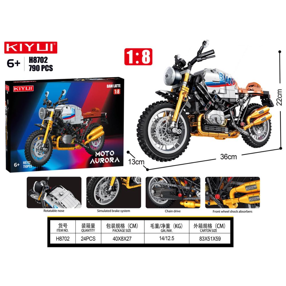 Zestaw Klocków Motocykl Biały 790el.