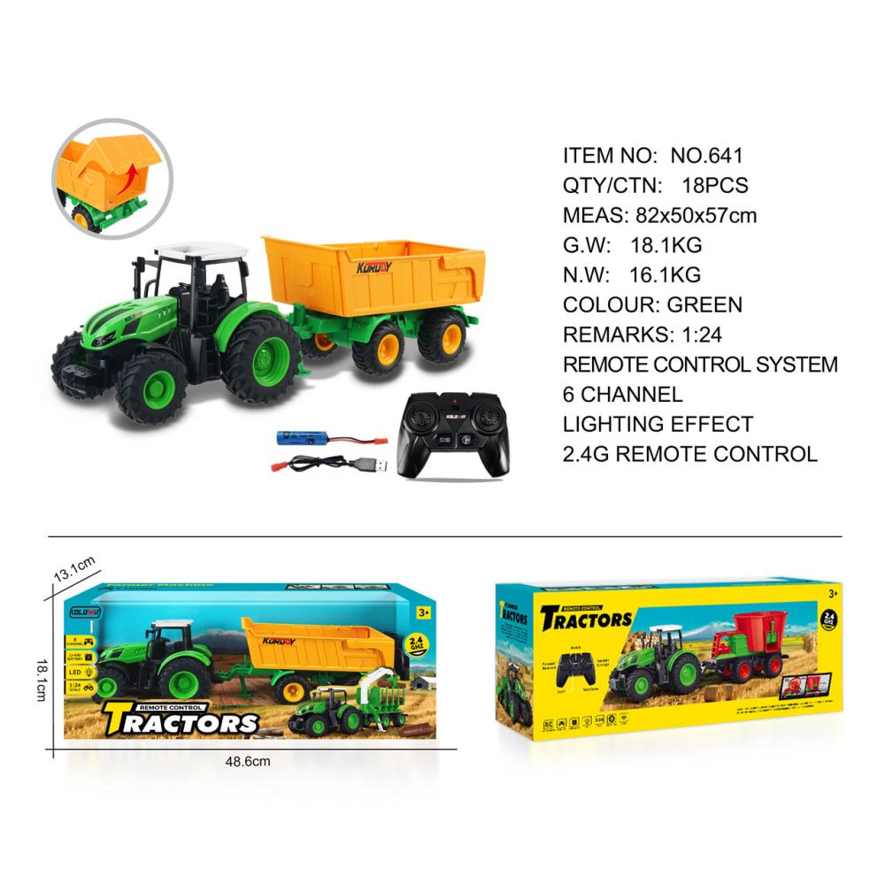 Traktor z Otwieraną Żółtą Naczepą R/C 1:24