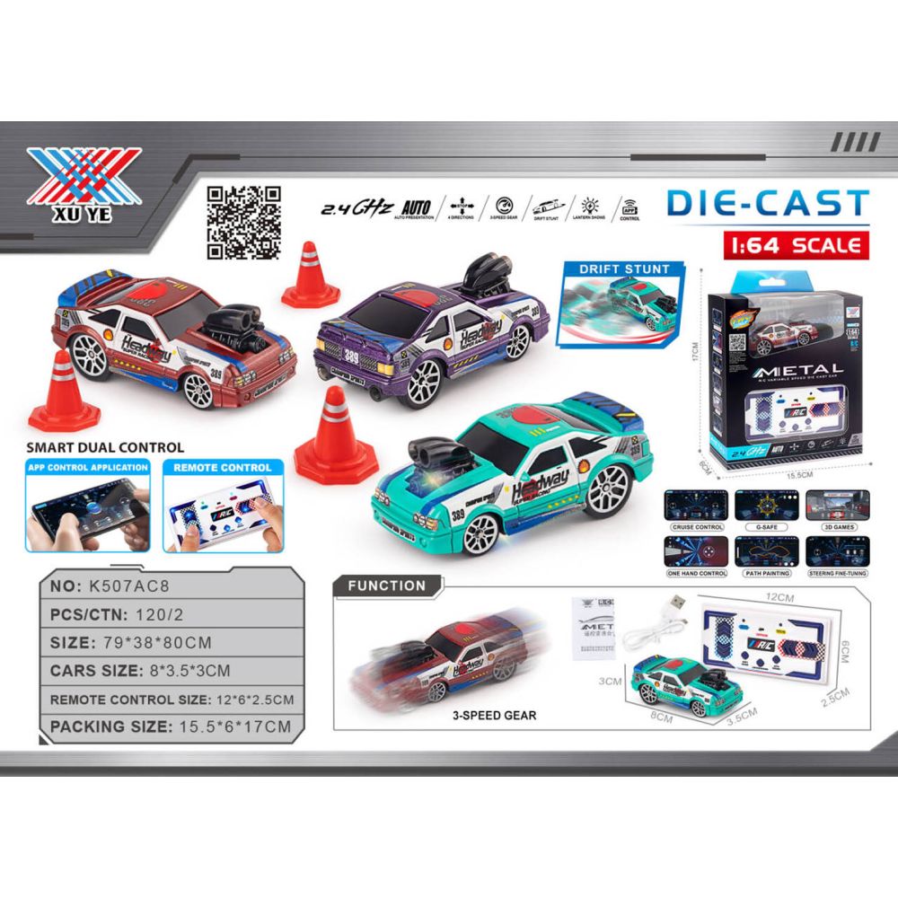 Autko do Driftu 1:64 HEADWAY + Akcesoria