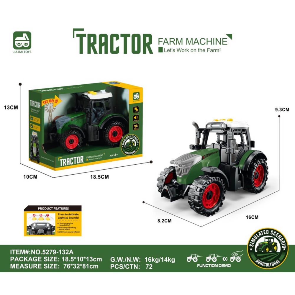 Traktor z Funkcją Świateł i Dźwięku Ciemno Zielony