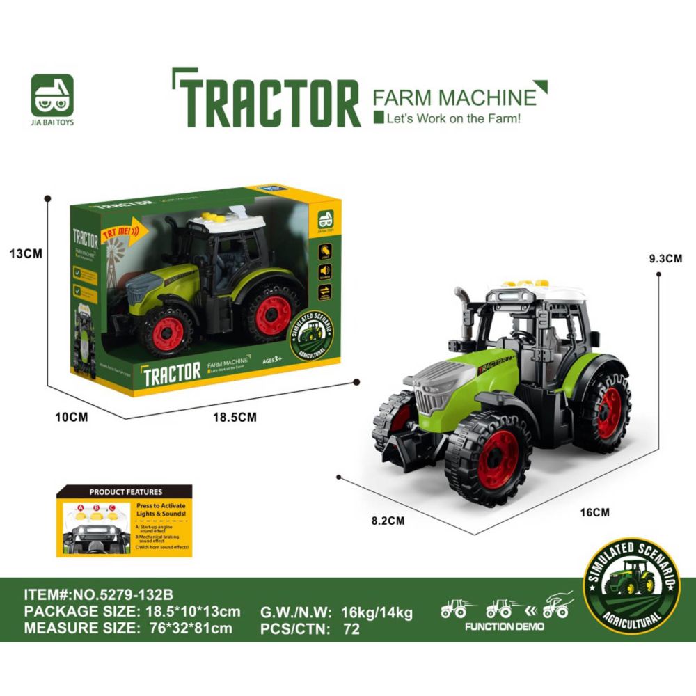 Traktor z Funkcją Świateł i Dźwięku Jasno Zielony