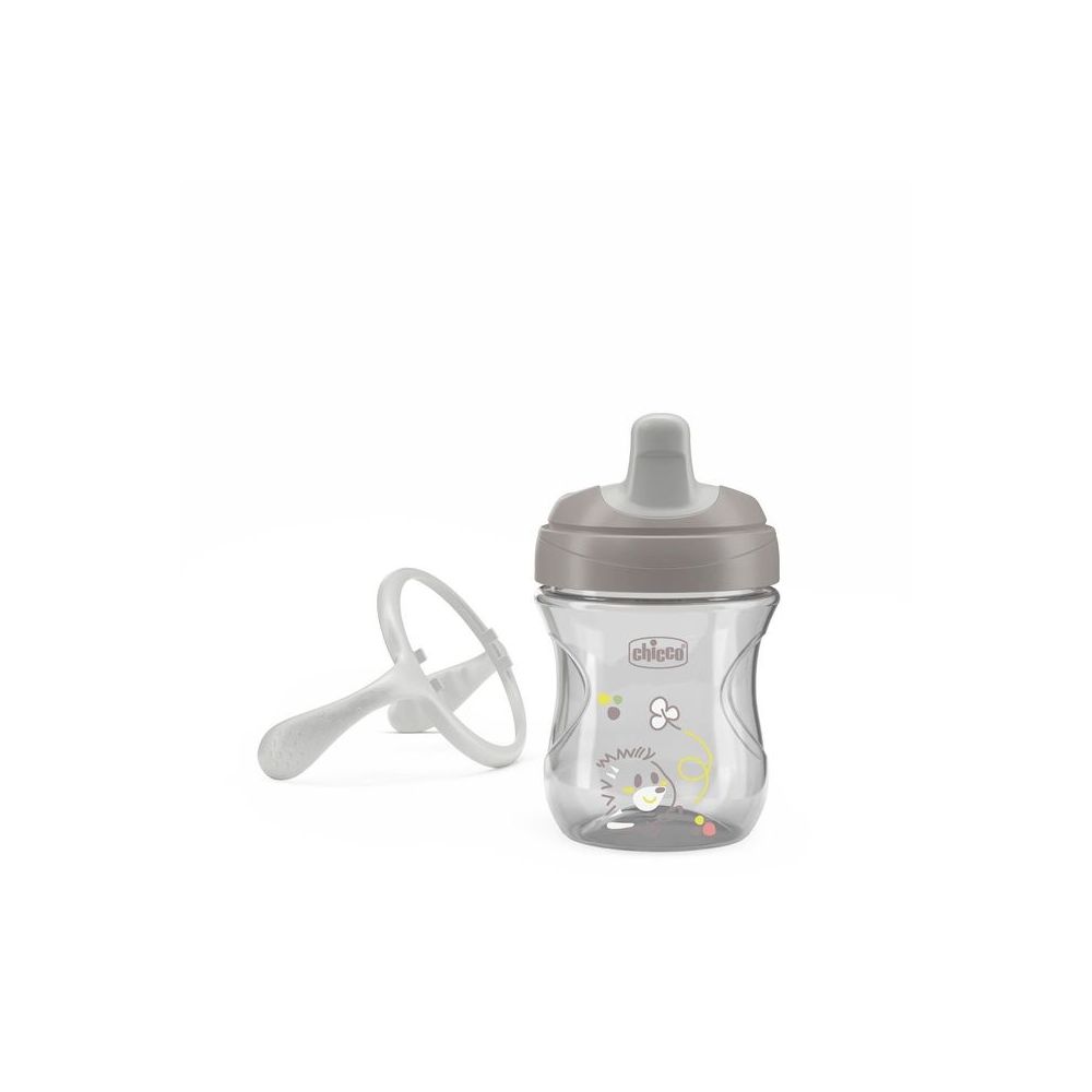 180646 KUBEK NIEKAPEK Z TWARDYM USTNIKIEM 200ML 6+ SZARY