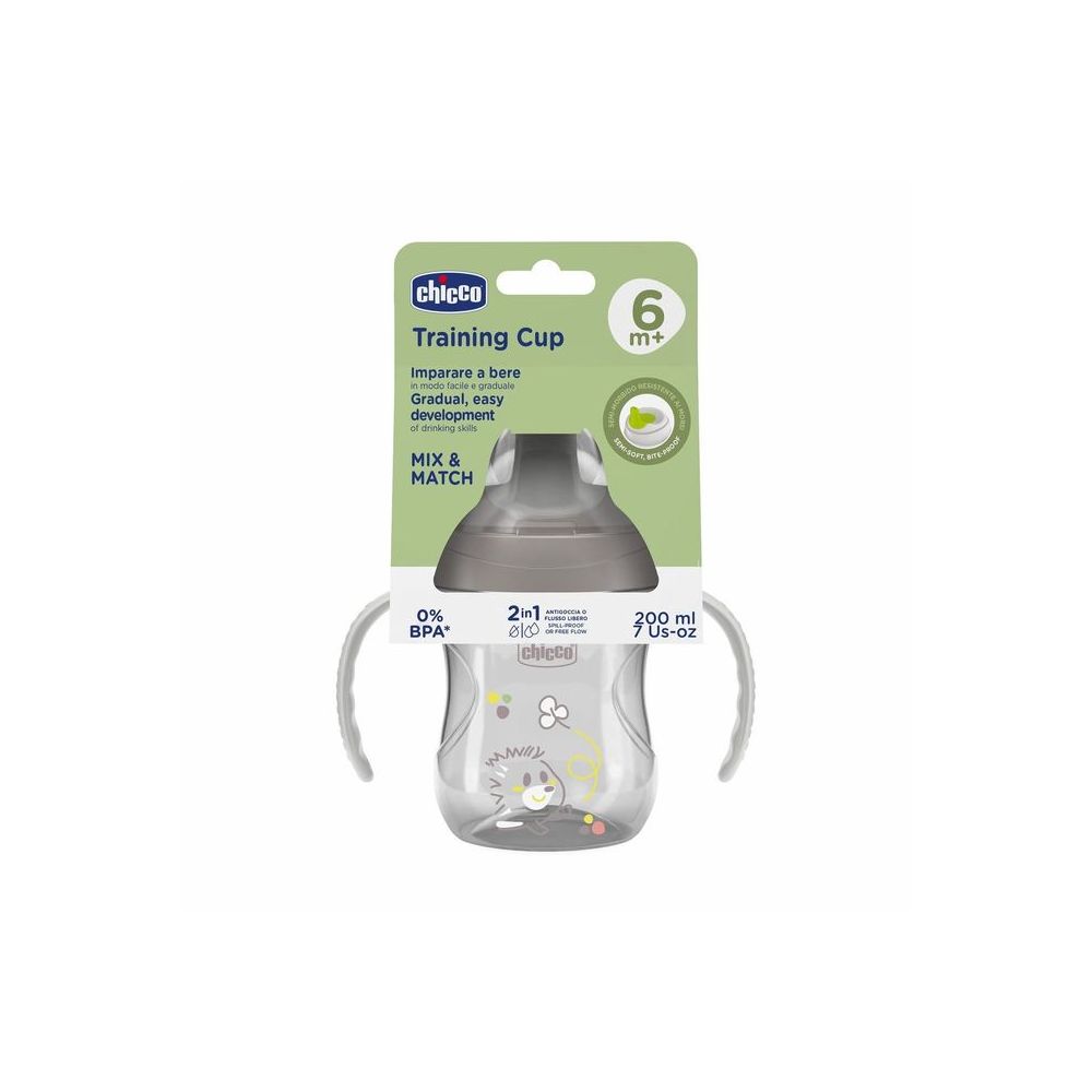 180646 KUBEK NIEKAPEK Z TWARDYM USTNIKIEM 200ML 6+ SZARY