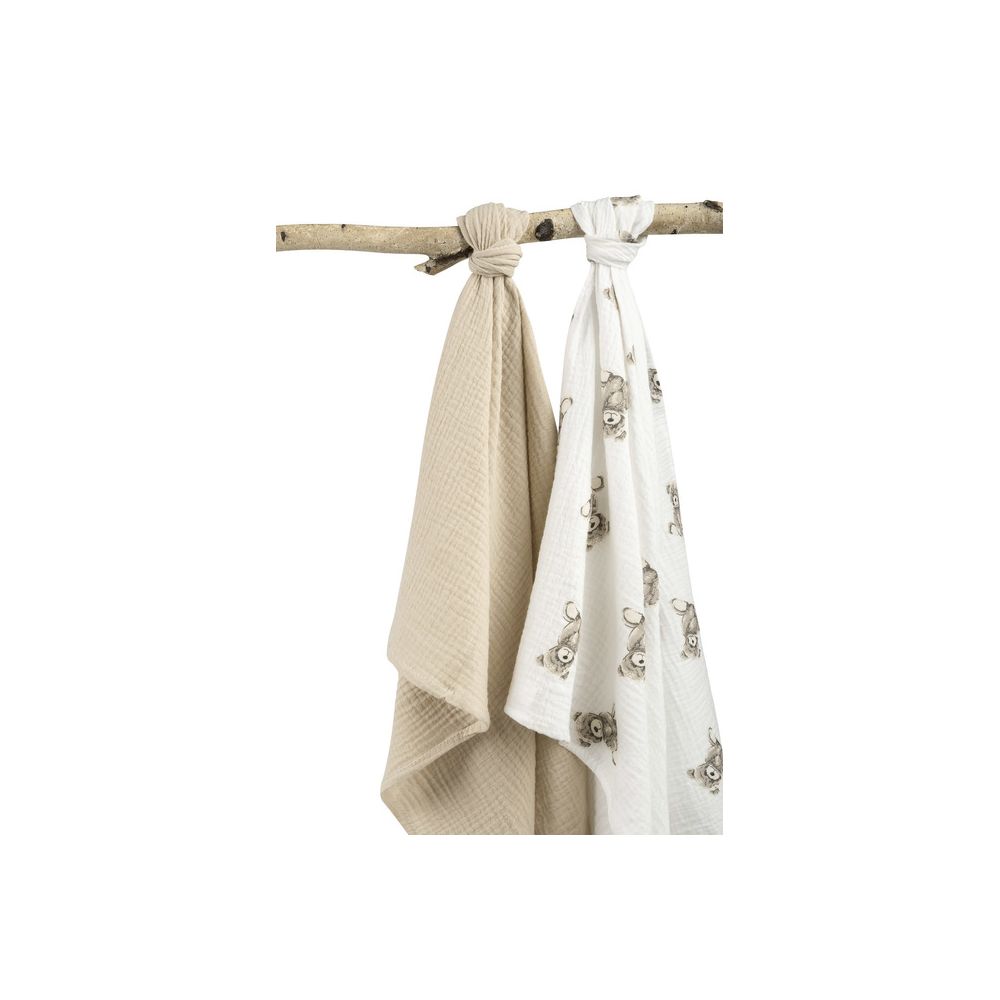 PIELUCHA MUŚLIN KRESZOWANY 60X75 2-PACK TEDDY BEIGE