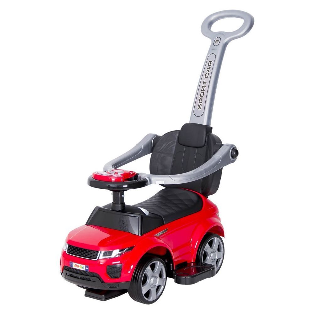 Paspiriama mašinėlė su rankena - 614R - guminiai ratai -RED