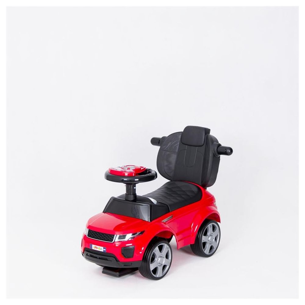 Paspiriama mašinėlė su rankena - 614R - guminiai ratai -RED