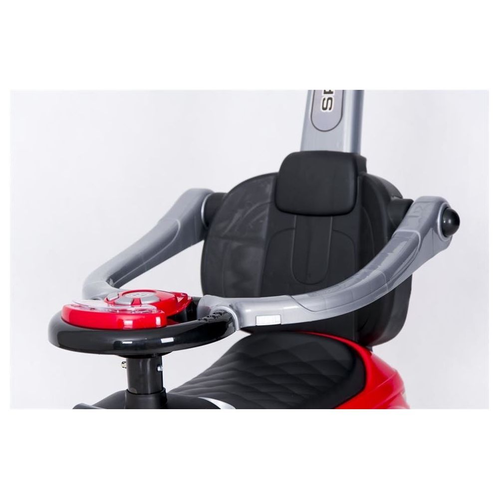 Paspiriama mašinėlė su rankena - 614R - guminiai ratai -RED