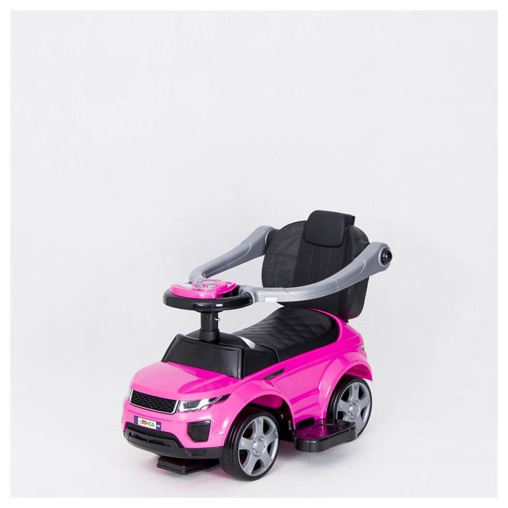 Paspiriama mašinėlė su rankena - 614R - guminiai ratai - PINK/BLACK