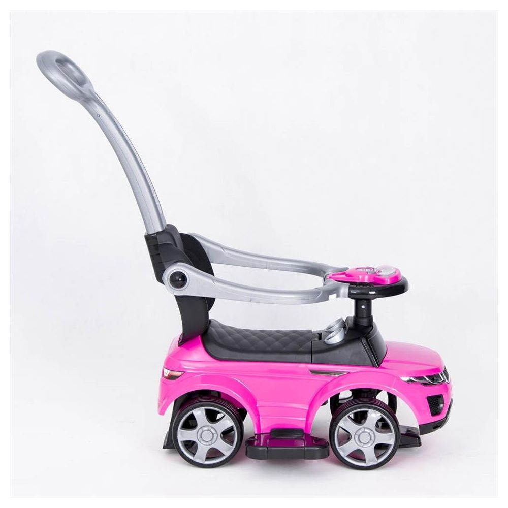 Paspiriama mašinėlė su rankena - 614R - guminiai ratai - PINK/BLACK