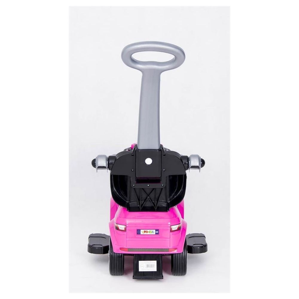 Paspiriama mašinėlė su rankena - 614R - guminiai ratai - PINK/BLACK