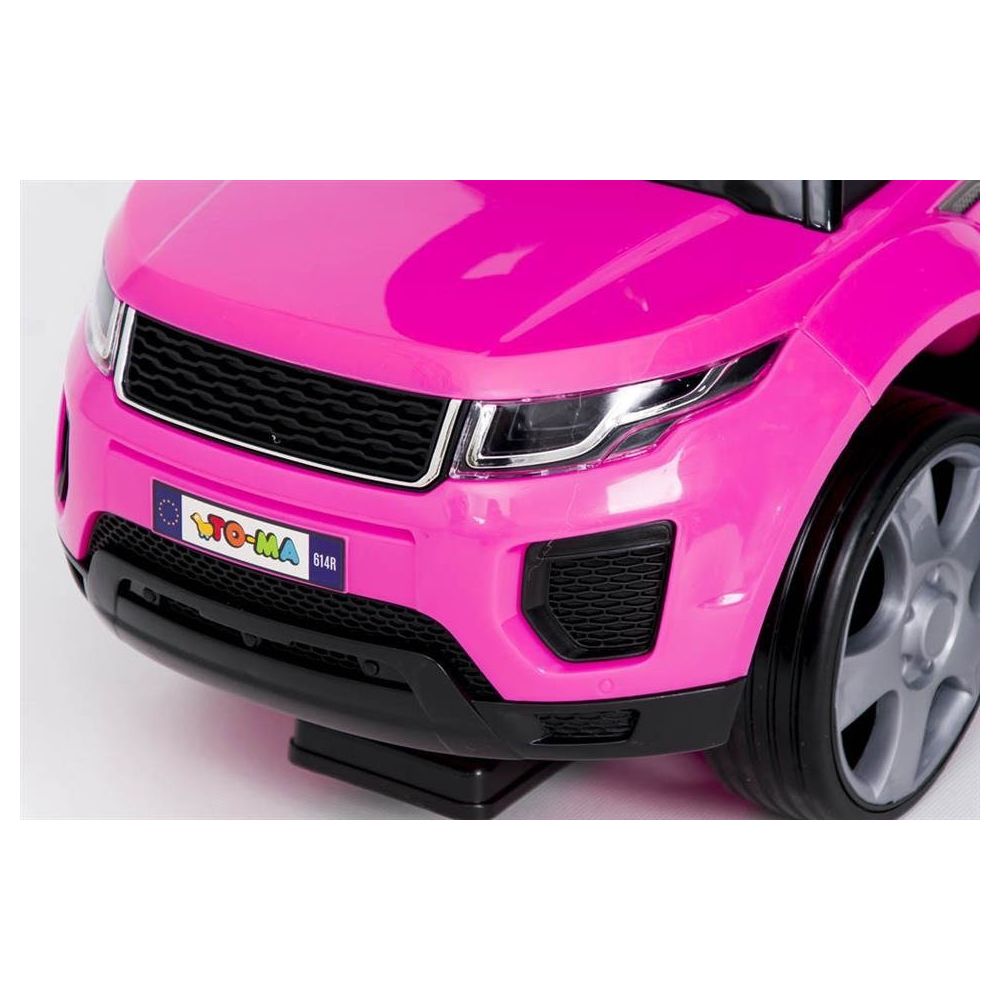 Paspiriama mašinėlė su rankena - 614R - guminiai ratai - PINK/BLACK