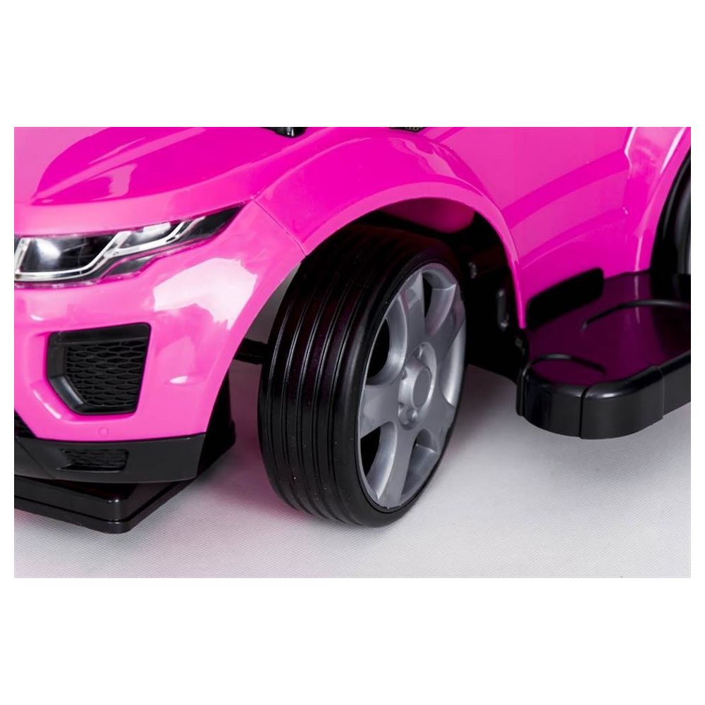 Paspiriama mašinėlė su rankena - 614R - guminiai ratai - PINK/BLACK