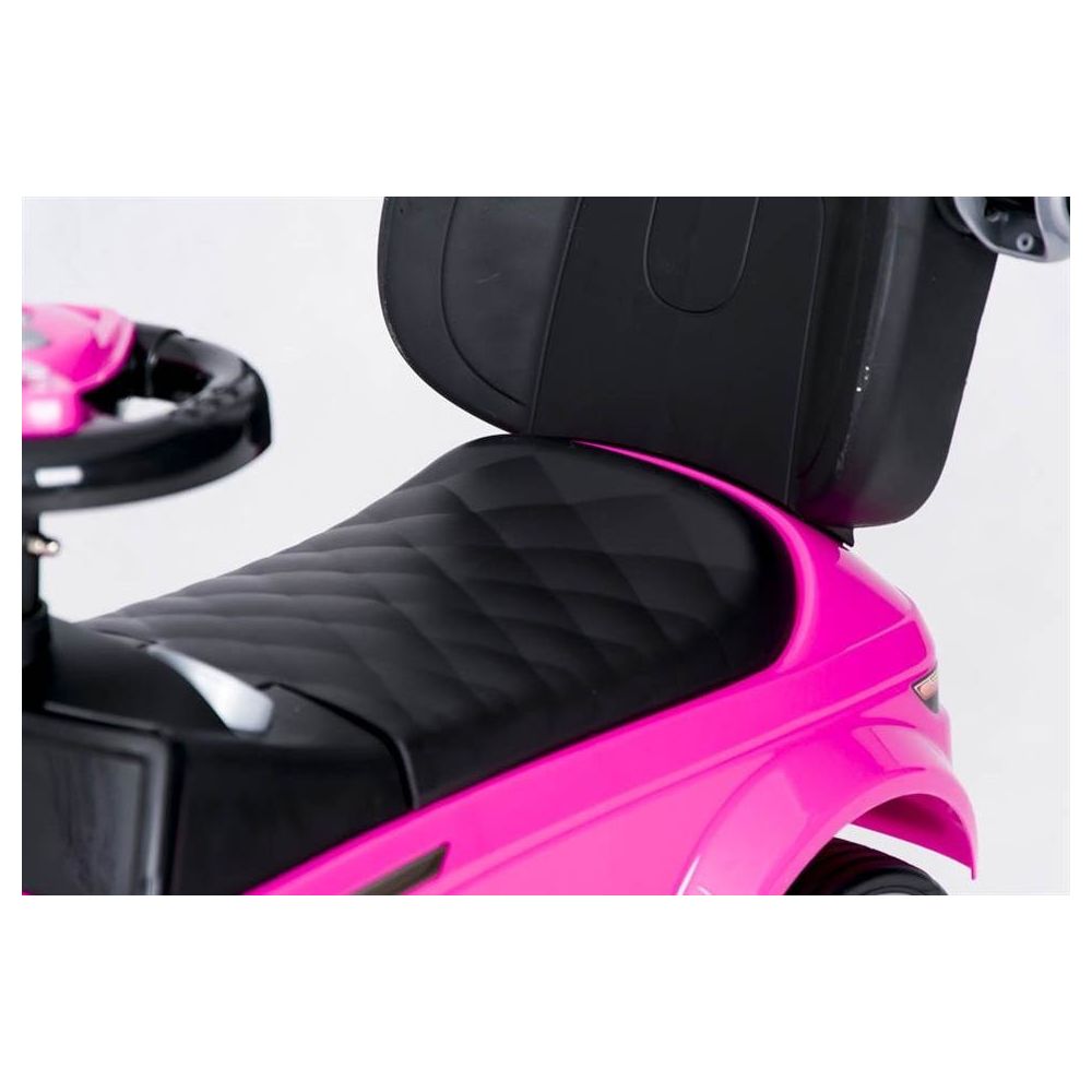 Paspiriama mašinėlė su rankena - 614R - guminiai ratai - PINK/BLACK
