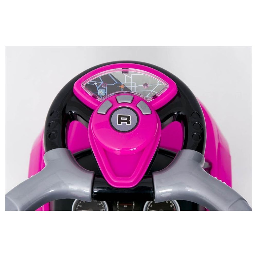 Paspiriama mašinėlė su rankena - 614R - guminiai ratai - PINK/BLACK