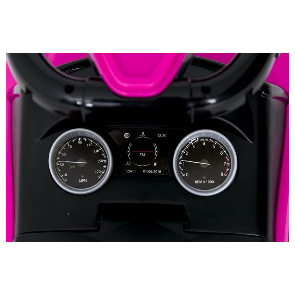 Paspiriama mašinėlė su rankena - 614R - guminiai ratai - PINK/BLACK