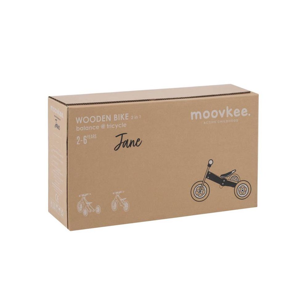 Triratis - dviratis - medinis - 2in1 - 0C075 - JANE - NATURAL WOOD & NICE BLACK - MOOVKEE