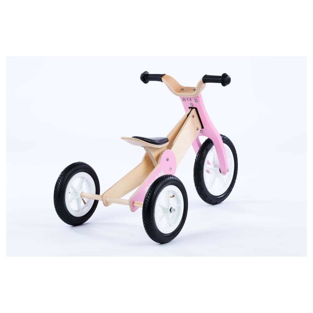 Triratukas - Bėgimo dviratis - Medinis - 2in1 - 0C075 - JANE - NATURAL WOOD & SWEET PINK - MOOVKEE.