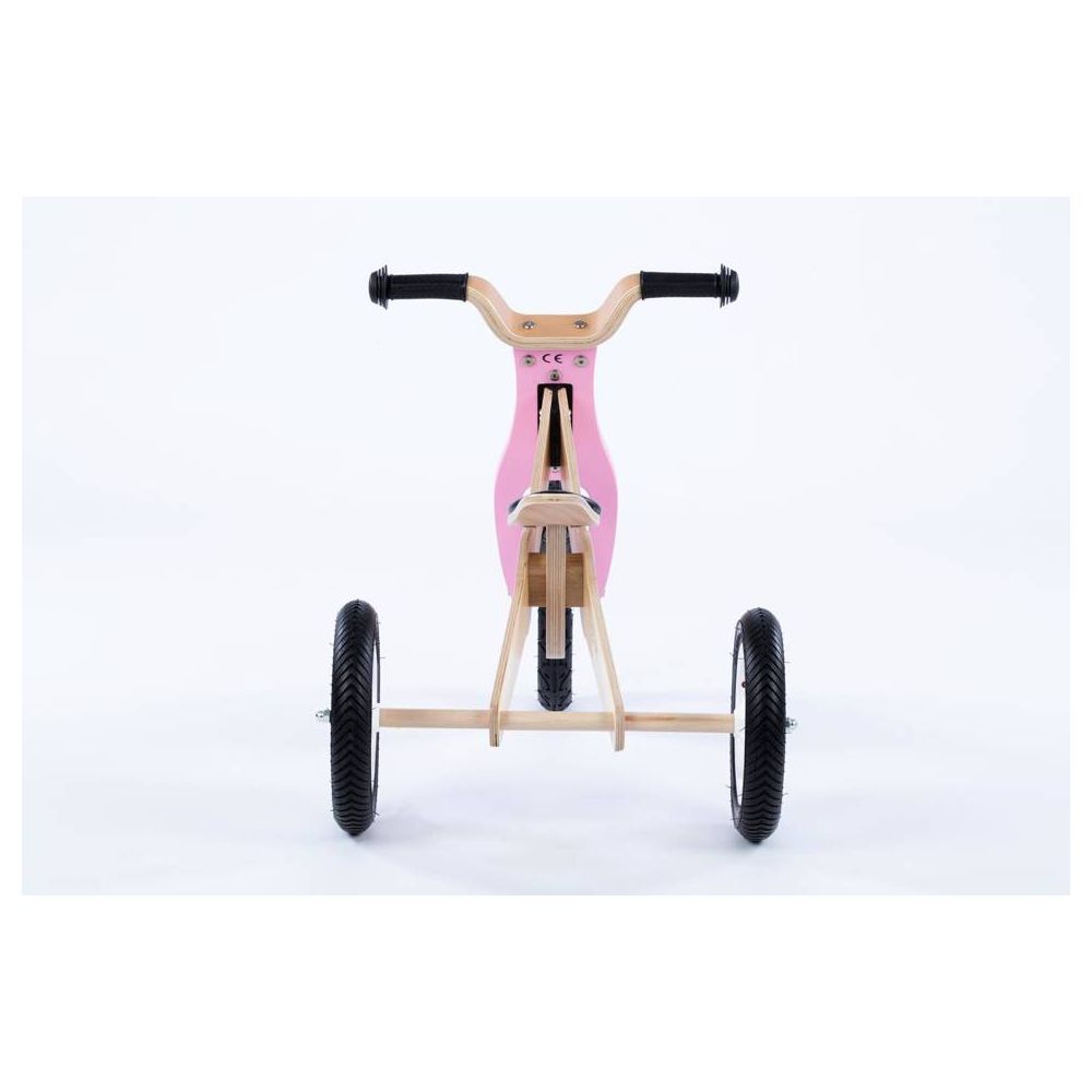 Triratukas - Bėgimo dviratis - Medinis - 2in1 - 0C075 - JANE - NATURAL WOOD & SWEET PINK - MOOVKEE.