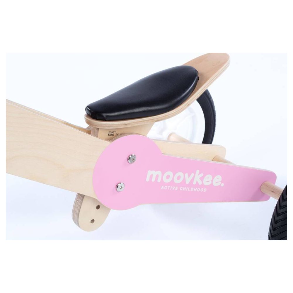 Triratukas - Bėgimo dviratis - Medinis - 2in1 - 0C075 - JANE - NATURAL WOOD & SWEET PINK - MOOVKEE.