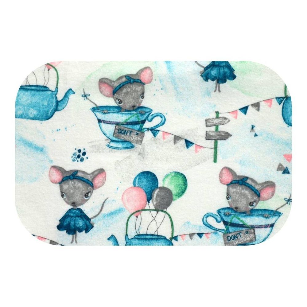 Sauskelnės - 25462 - FLANNEL PRINT - EGA - MYSZKA W FILIŻANA - BLUE/PINK - dydis 70x80 cm