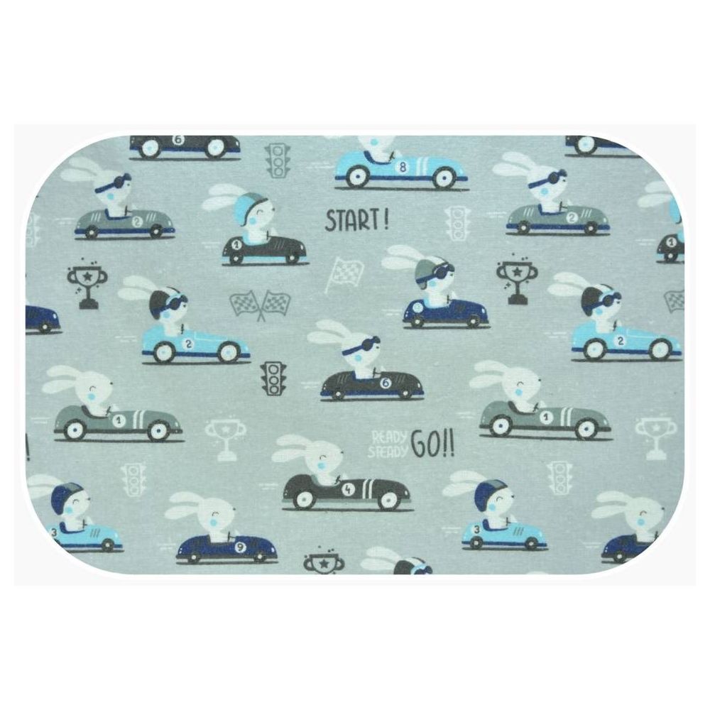 Diaper - 18457 - FLANNEL PRINT - EGA - KRÓLIK W AUCIE - GREY - size 70x80 cm