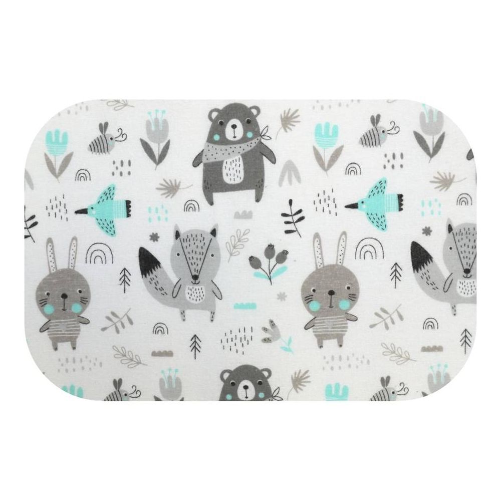 Sauskelnės - 27039 - FLANNEL PRINT - EGA - FOREST ANIMALS - MINT - dydis 70x80 cm