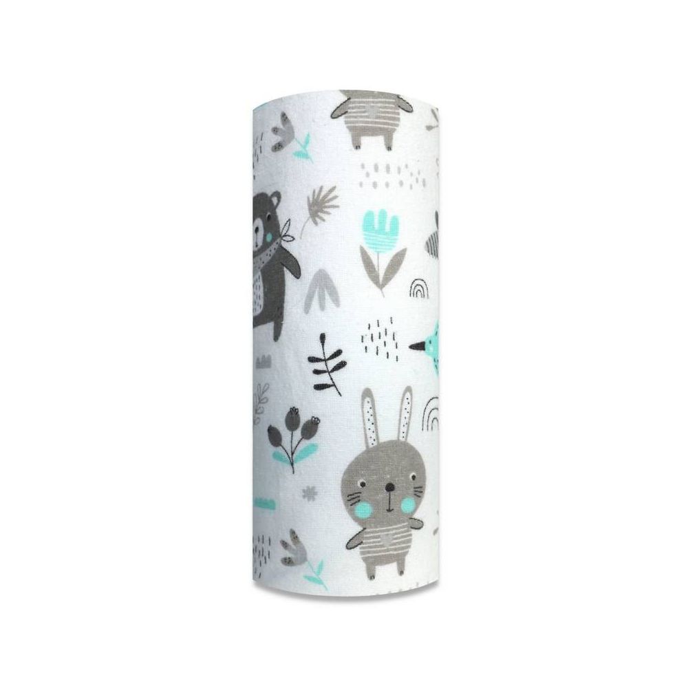 Sauskelnės - 27039 - FLANNEL PRINT - EGA - FOREST ANIMALS - MINT - dydis 70x80 cm