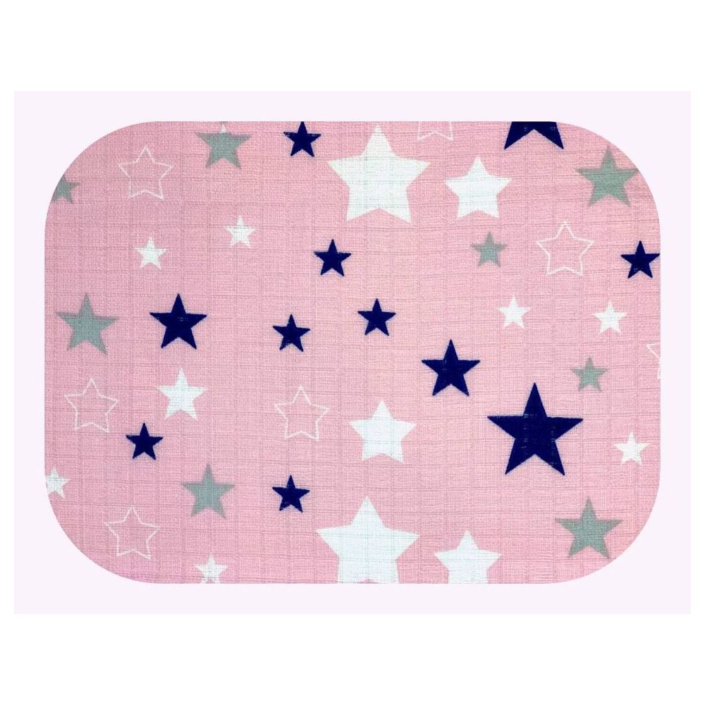 Sauskelnės - 22003- TETRA PRINT - EGA - STARS -NAVY BLUE / PINK - dydis 70x80 cm