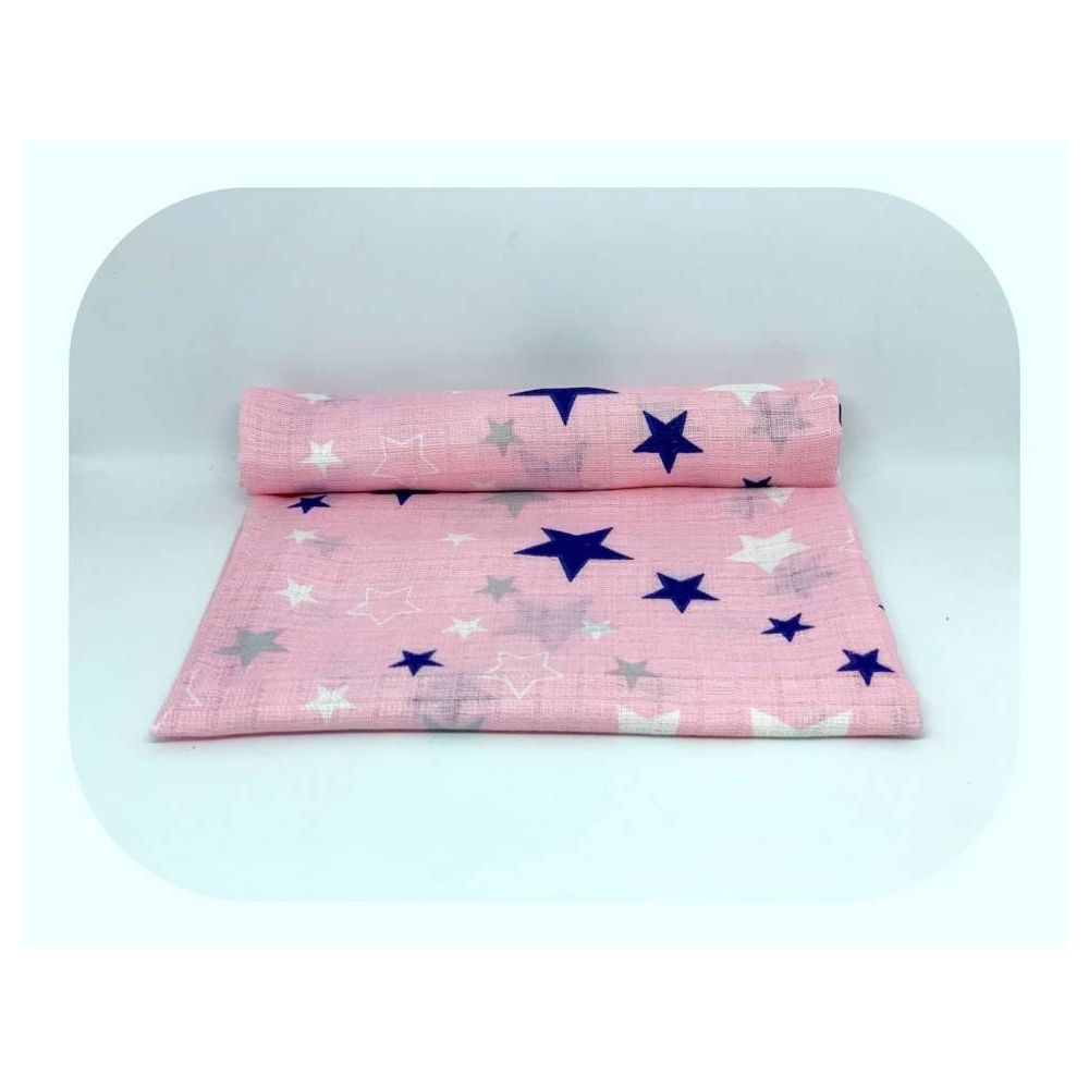 Sauskelnės - 22003- TETRA PRINT - EGA - STARS -NAVY BLUE / PINK - dydis 70x80 cm