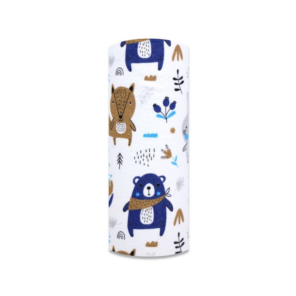 Sauskelnės - 20283 - FLANELINIS PRINTAS - EGA - MIŠKO GYVŪNAI - NAVY BLUE - dydis 70x80 cm