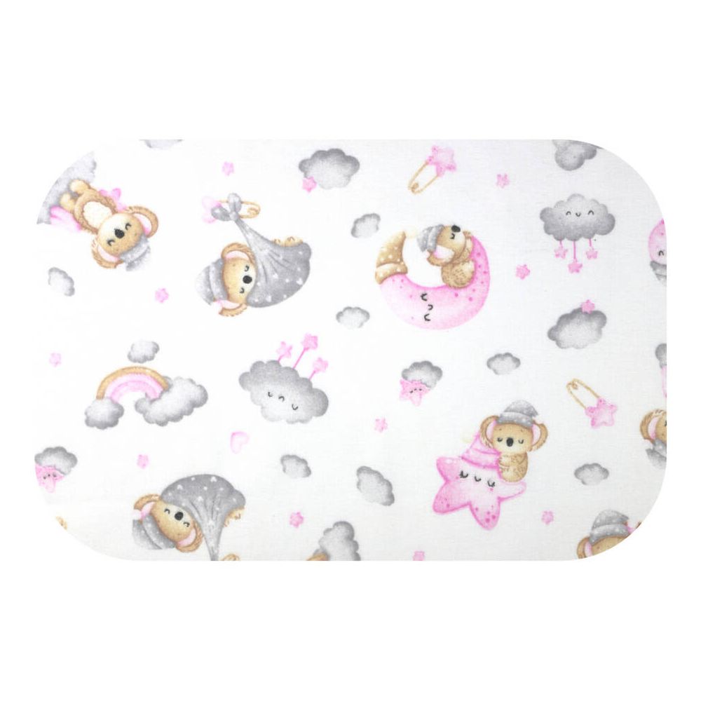 Sauskelnės - 28425 - FLANELINIS PRINTAS - EGA -KOALA ant MĖNULIO - PINK - dydis 70x80 cm