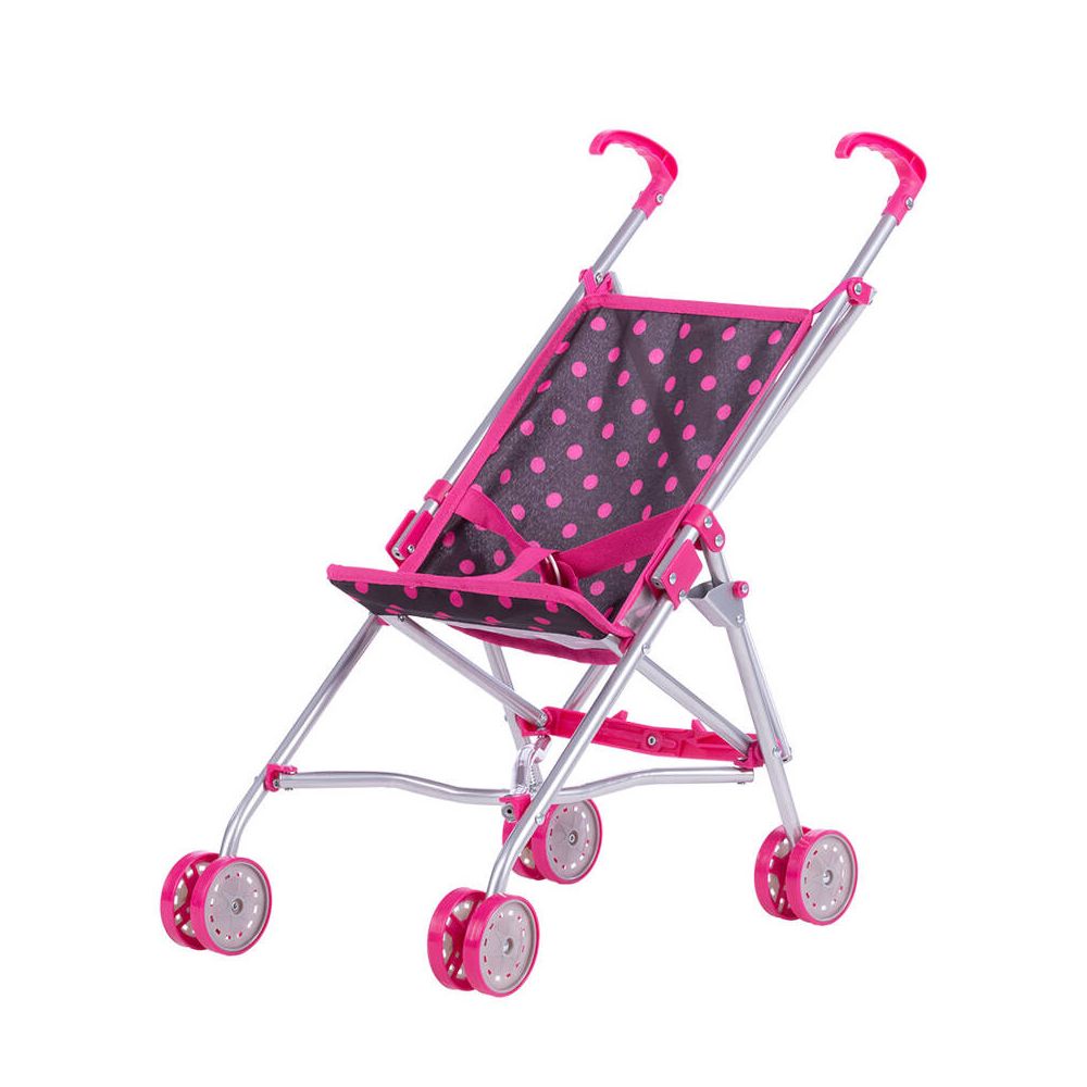 Stroller for Doll - 9302 - LILY - BLACK and PINK DOTS