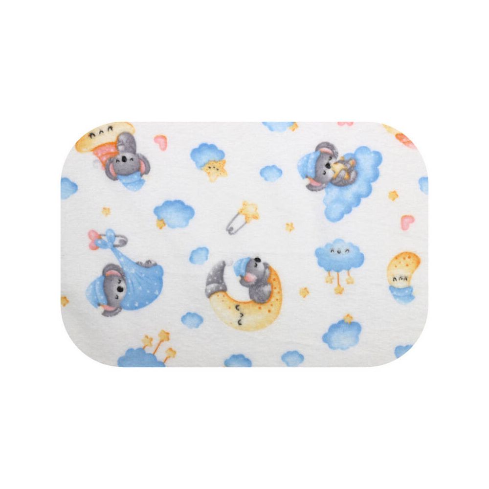 Sauskelnės - 12424 - FLANELINIS DAPTINTAS - EGA -KOALA RIBOJE - MĖLYNA / GELTONA - dydis 70x80 cm