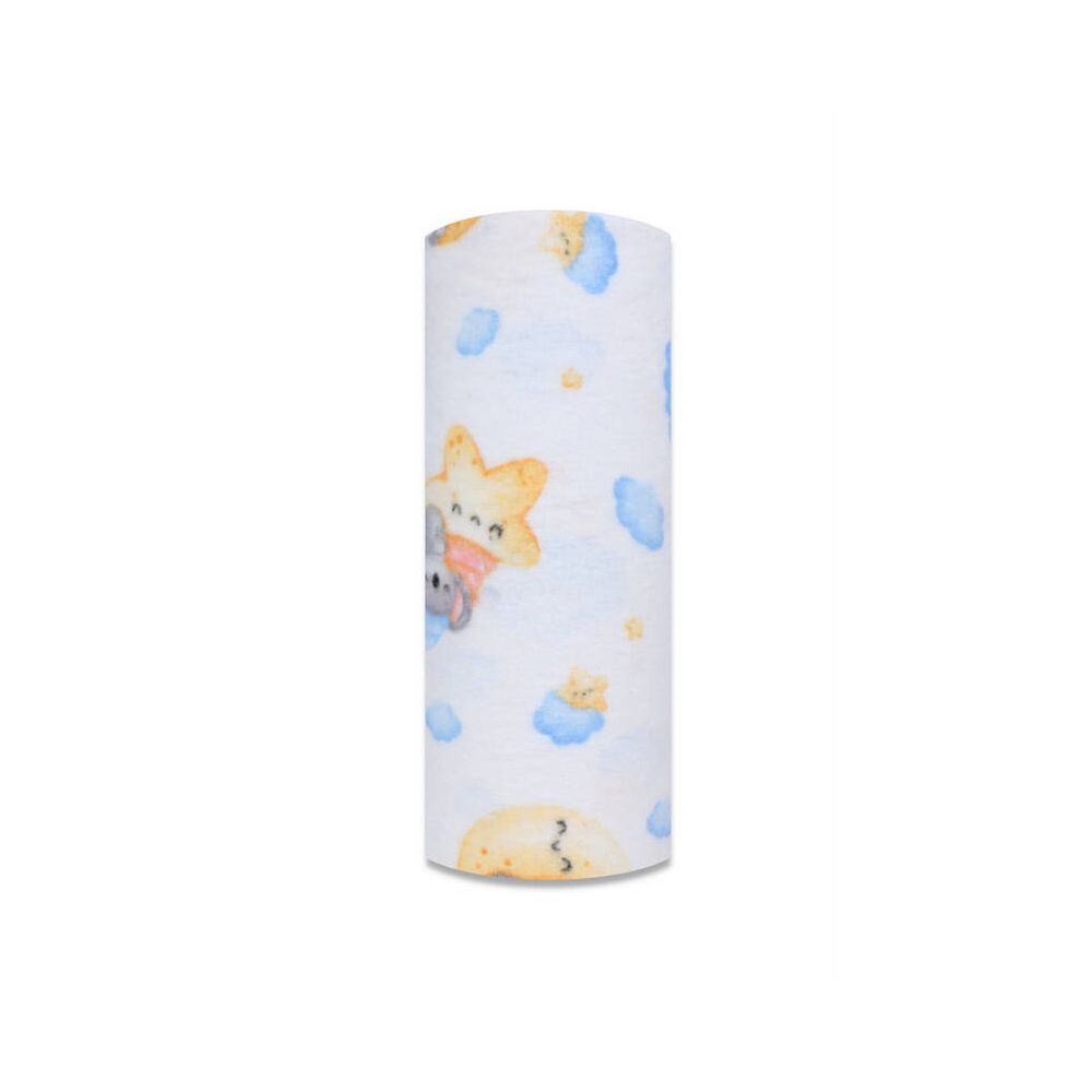 Sauskelnės - 12424 - FLANELINIS DAPTINTAS - EGA -KOALA RIBOJE - MĖLYNA / GELTONA - dydis 70x80 cm