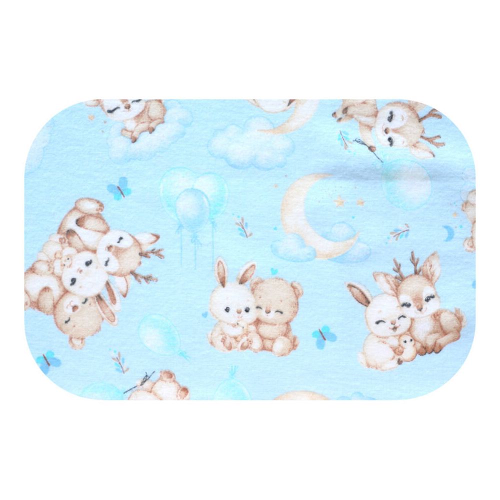 Sauskelnės - 14473 - FLANNEL PRINT - EGA - DEER & TEDDY BEAR - BLU E- dydis 70x80 cm